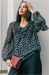 Petite Spot Print Frill Top