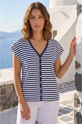 Petite Stripe V-Neck T-Shirt