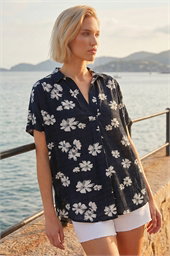 Floral Pleat Front Relaxed Overshirt