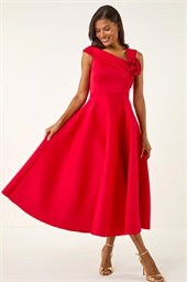 Corsage Premium Stretch Midi Dress