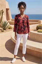 Floral V-Neck Stretch Top