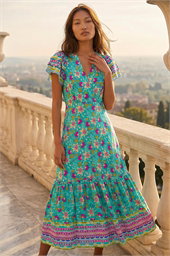 Floral Border Print Maxi Dress