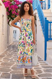 Petite Floral Print Strappy Midi Dress