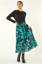 Abstract Print Stretch Midi Dress