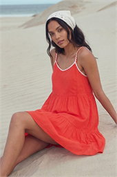 Embroidered Strappy Tiered Dress
