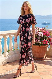 Floral Flutter Sleeve Dress
