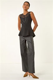 Lace Ponte Peplum Top