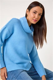 Textured Cowl Neck Jumper