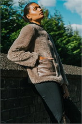 Faux Fur Borg Front Pocket Jacket
