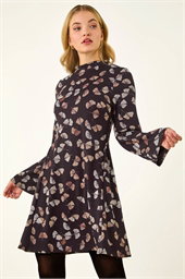 Dusk Leaf Godet Hem Dress