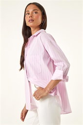 Petite Stripe Buttoned Front Pocket Shirt