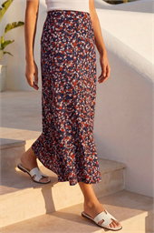 Ditsy Floral Stretch Midi Skirt