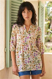 Floral Print Notch Neck Top