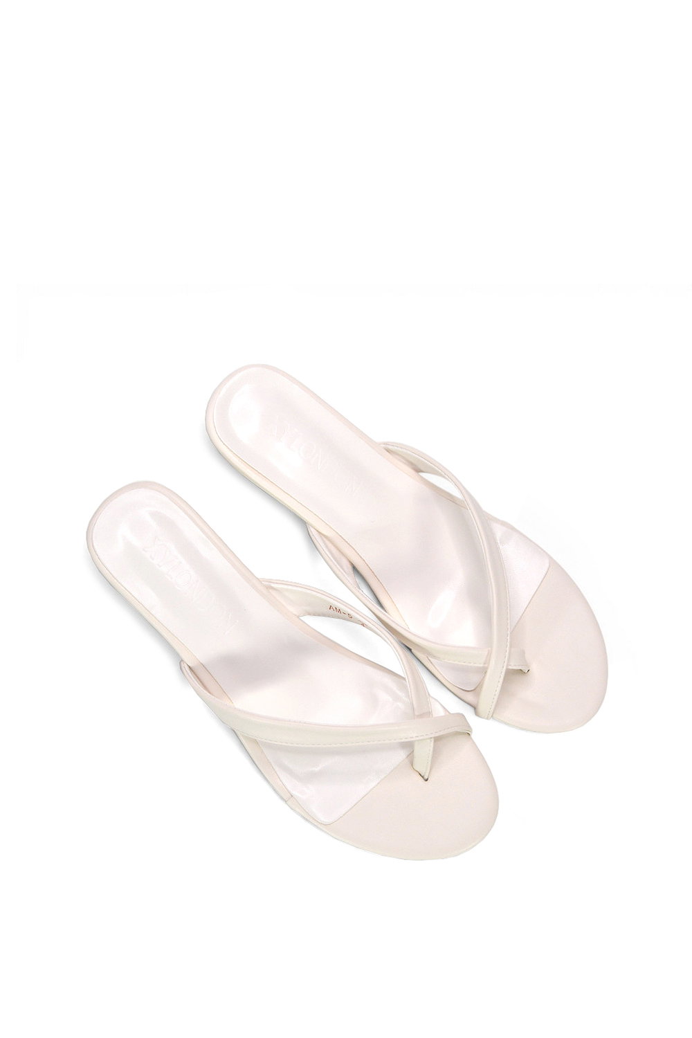 White XY LONDON White 'Rosa' Mid Wedge Heel Sandal Mules With Toe Post, Image 6 of 6