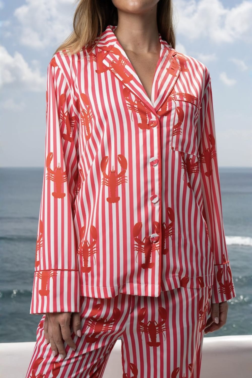 Red The Night Store Red Lobster Pyjama Trouser Set, Image 7 of 7