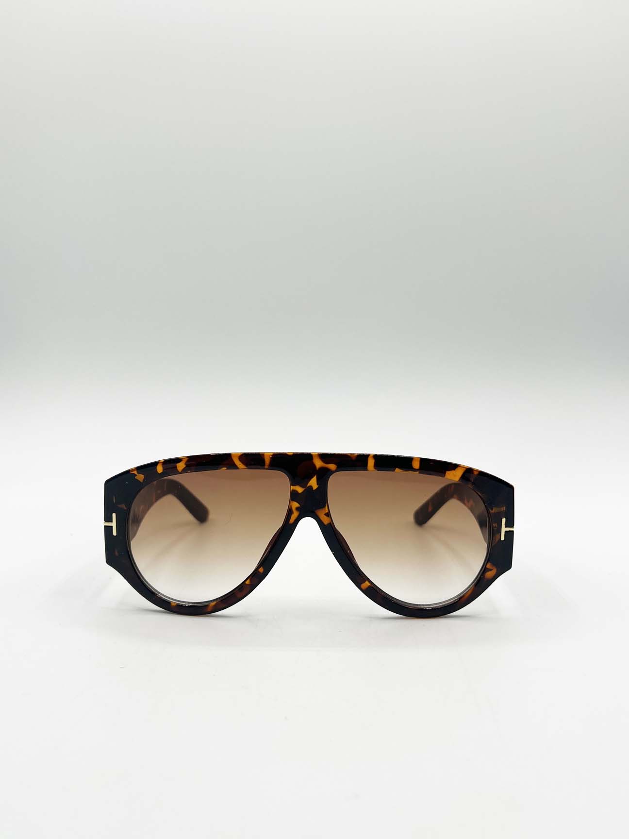 Brown SVNX Brown Oversized Rounded Sunglasses, Image 2 of 7