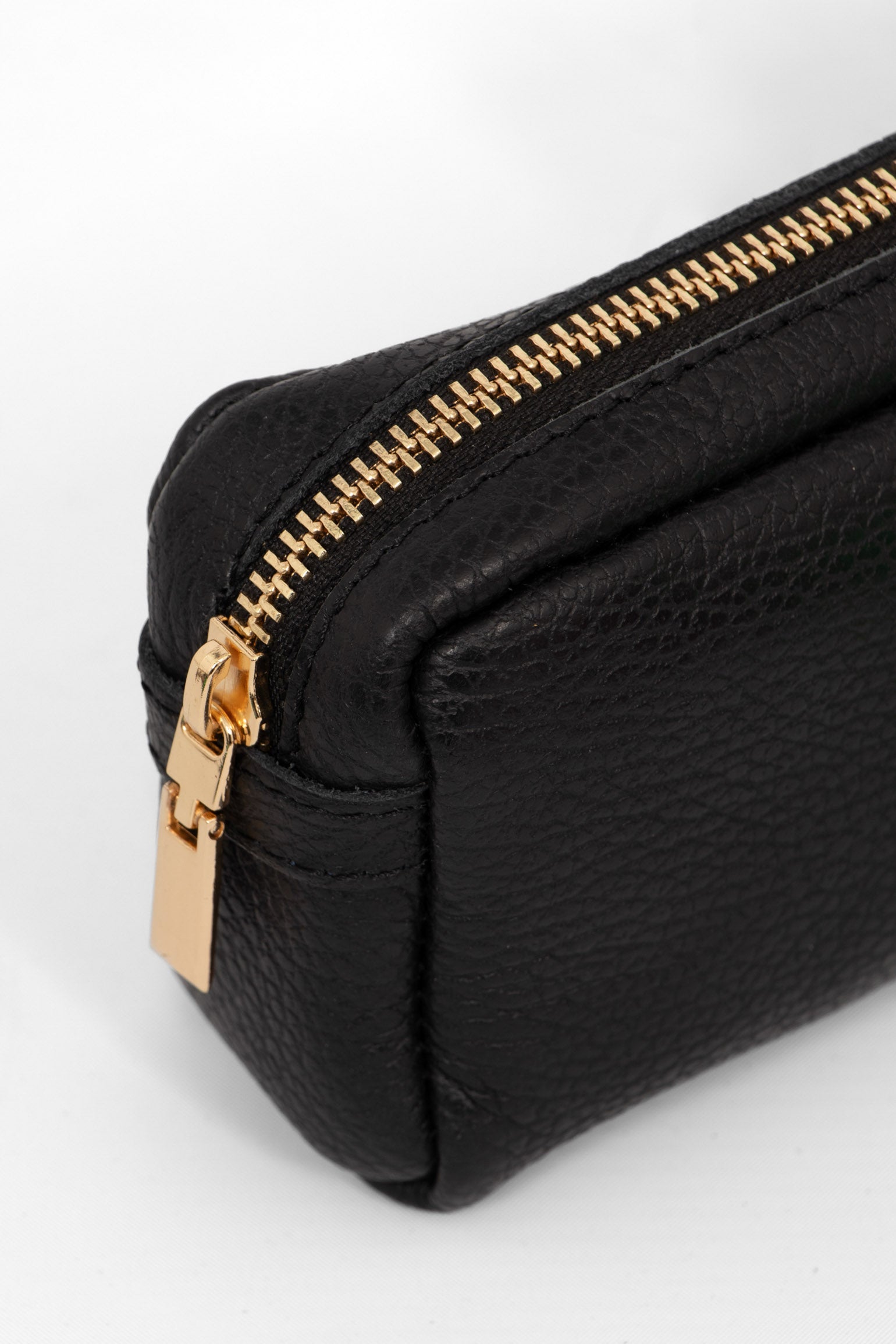 Black Italian Leather Cosmetic Bag, Image 2 of 2