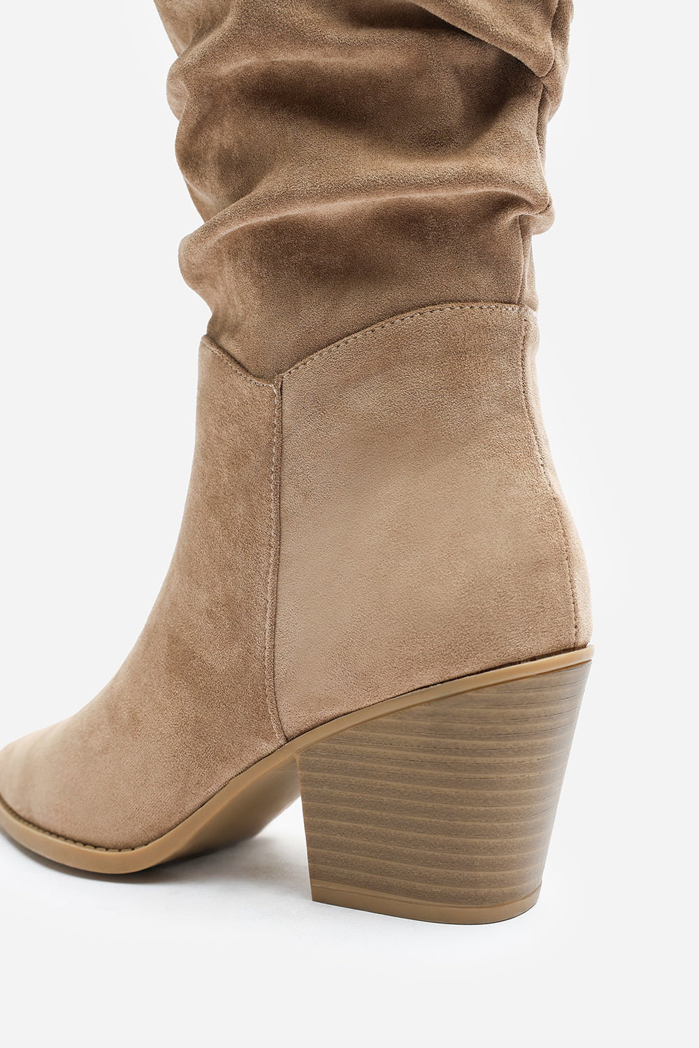 Camel Drelia Ruched Western Knee High Boot, Image 4 of 5