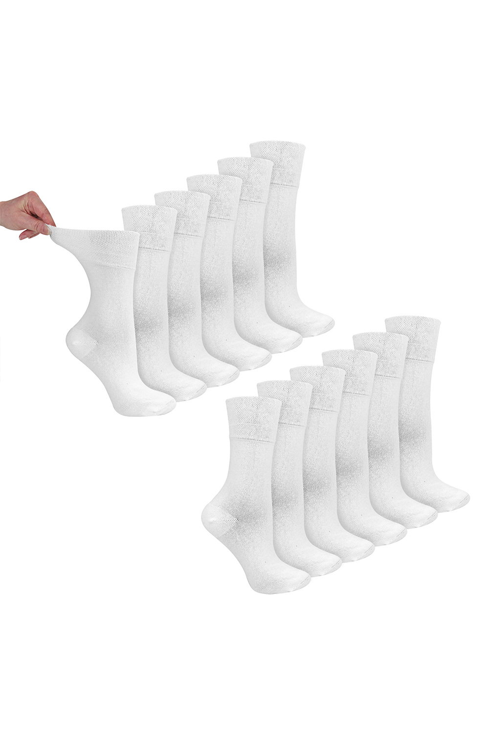 White 12 Pairs Ladies Bamboo Diabetic Socks | Soft Non Binding Comfort Socks, Image 1 of 4