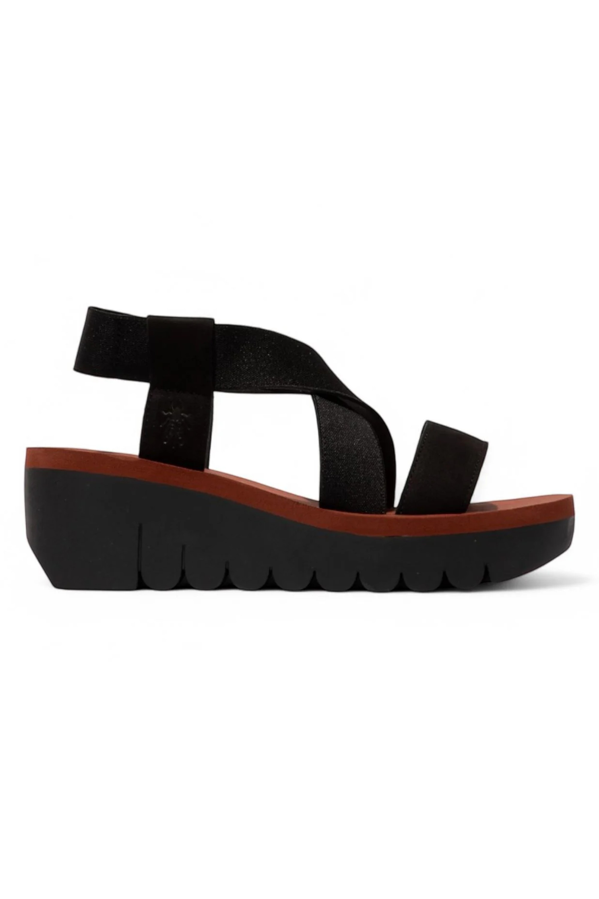Black Womens Casual Wedge Sandals -YABI922FLY, Image 1 of 4