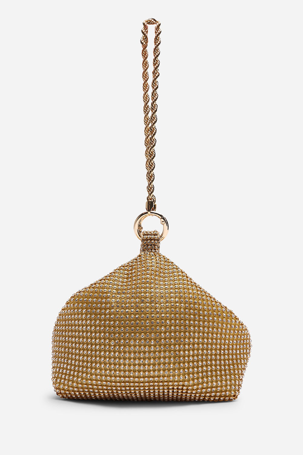 Gold Lore Diamante Pouch Bag with Chain Detail Handle, Image 4 of 6