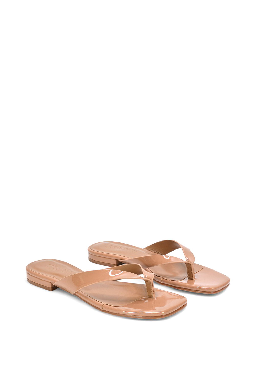 Taupe 'Rio' Thong Strap Slip On Flip Flop Square Toe Slide, Image 3 of 5