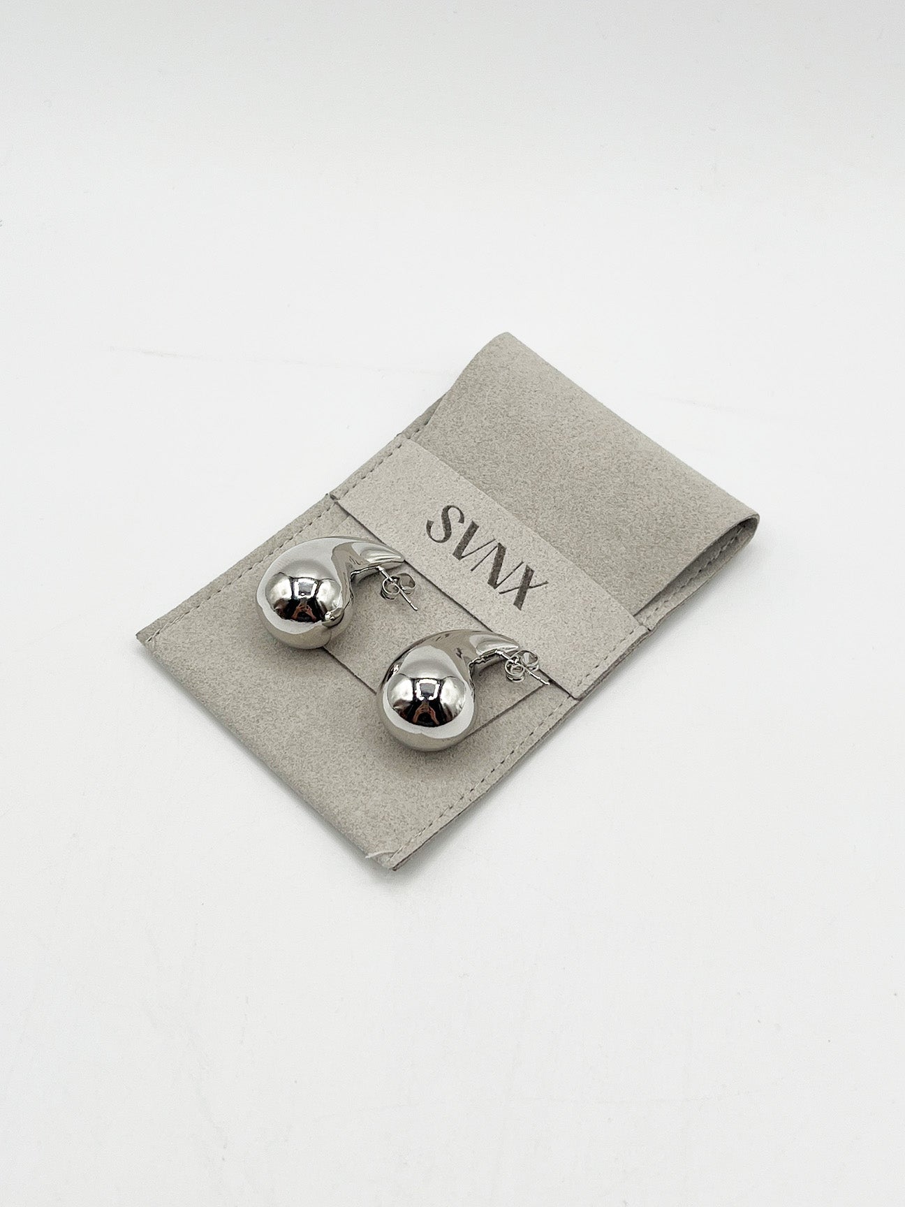 Silver Chunky Droplet Earrings, Image 1 of 2