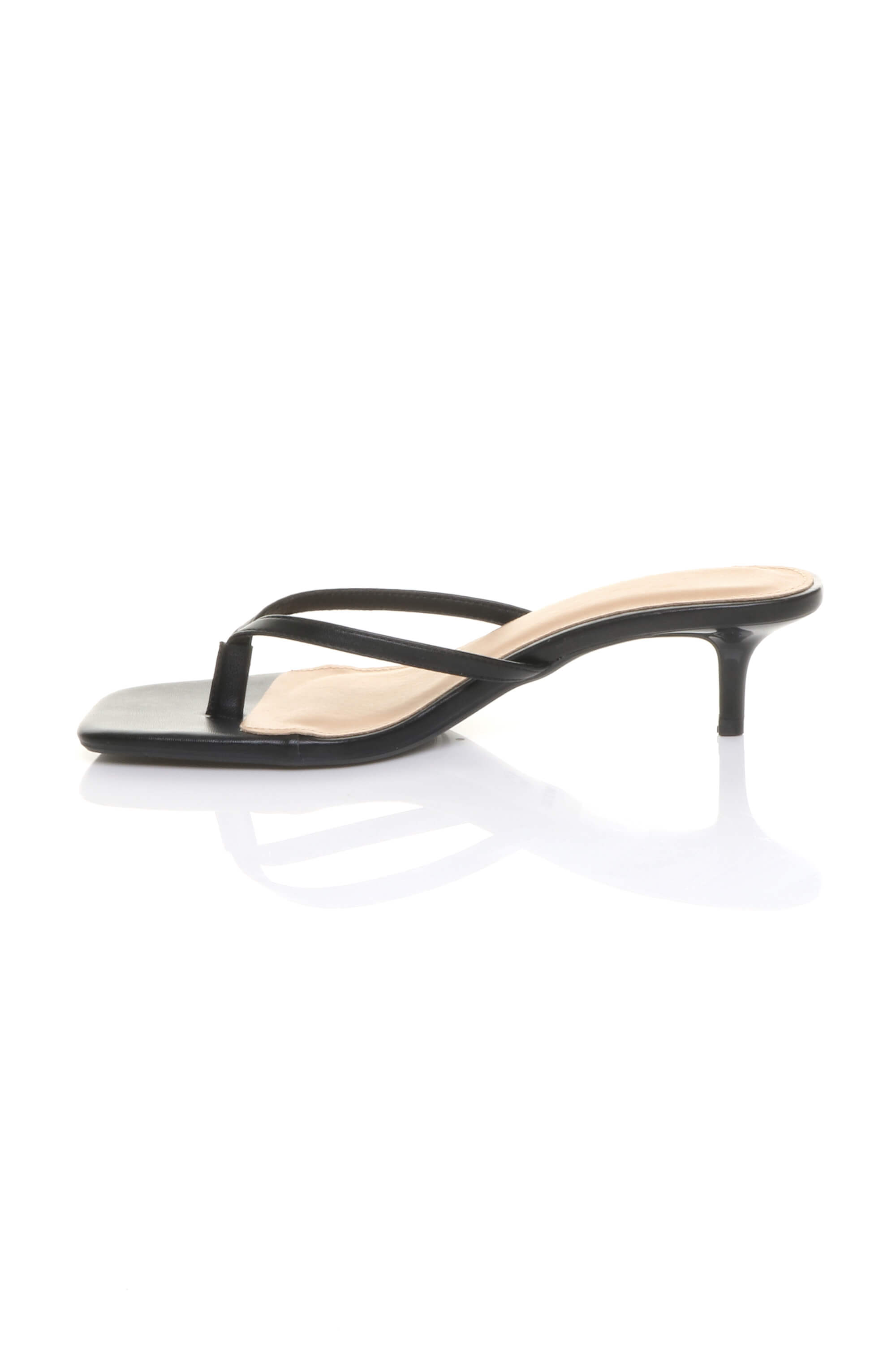 Low Kitten Heel Toe Post Slip On Square Toe Sandals, Image 3 of 5