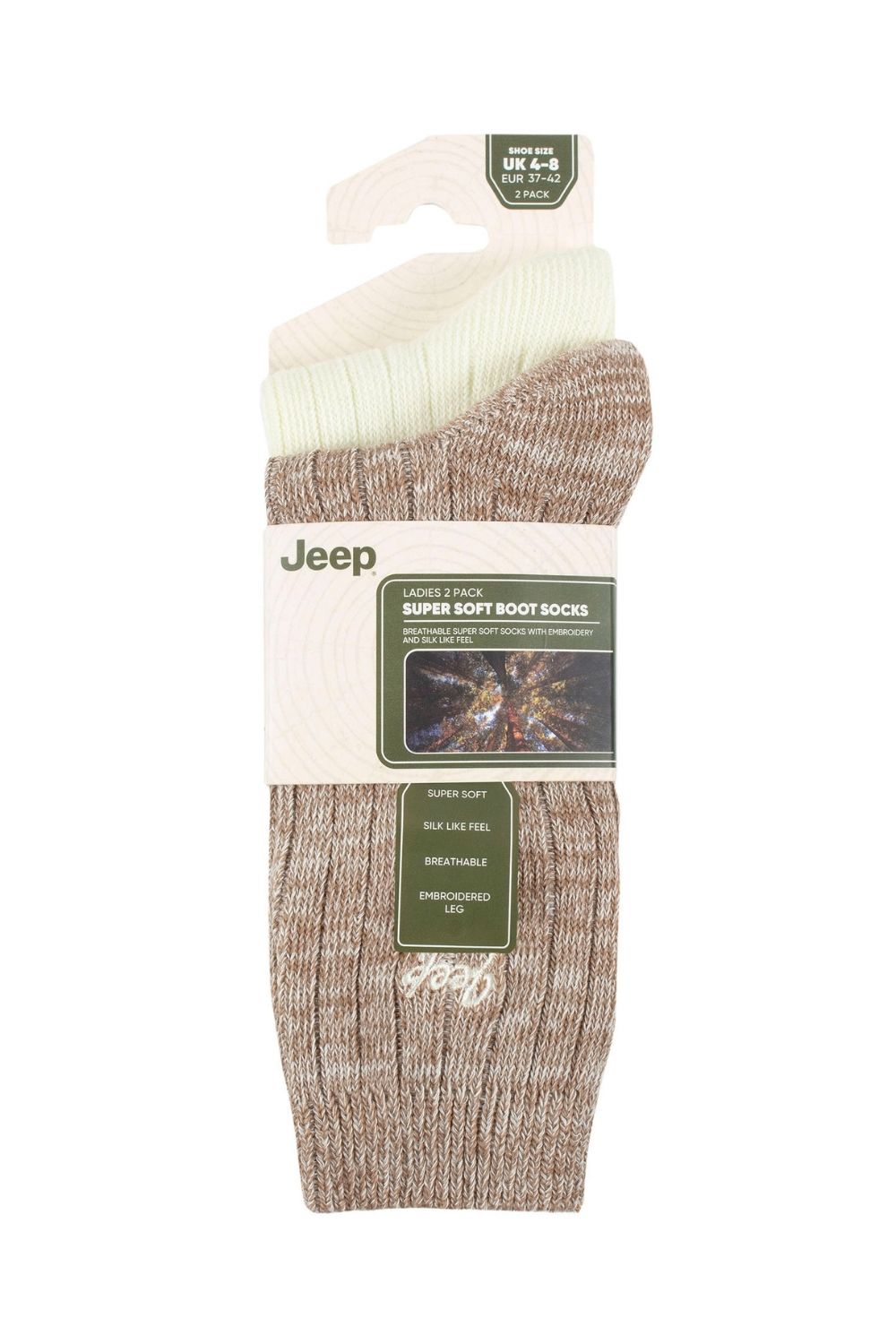 Beige 2 Pack Performance Polyester Boot Socks, Image 2 of 3