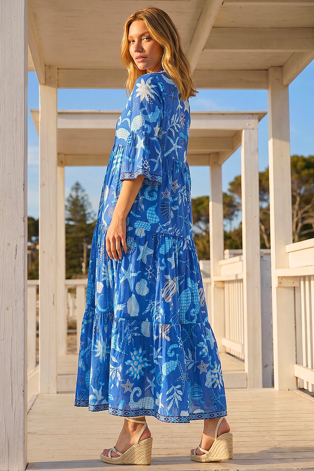 Royal Blue Seashell Maxi Dress, Image 4 of 4