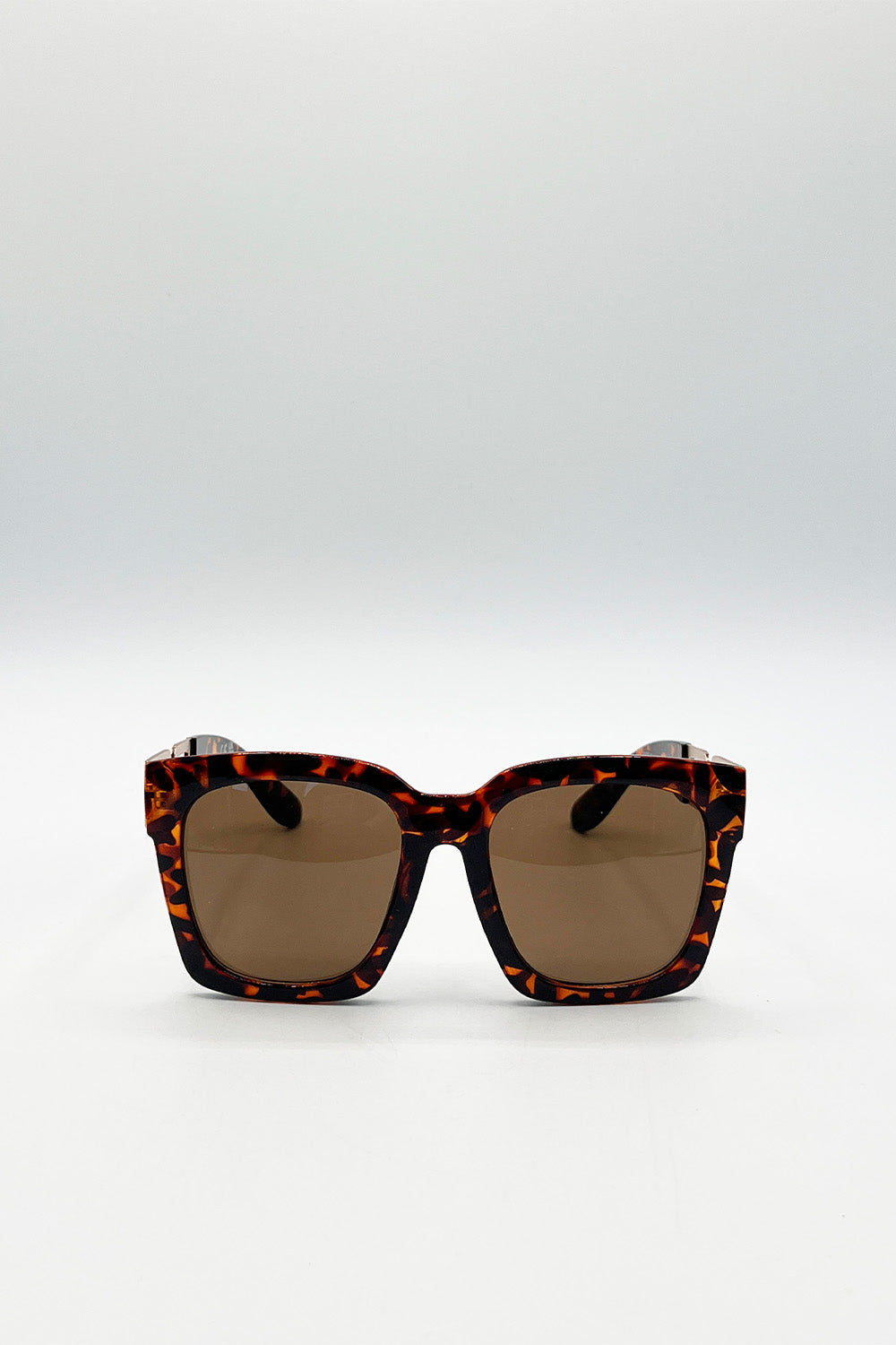 Black Oversized Sunglasses With Gold Chain Detail