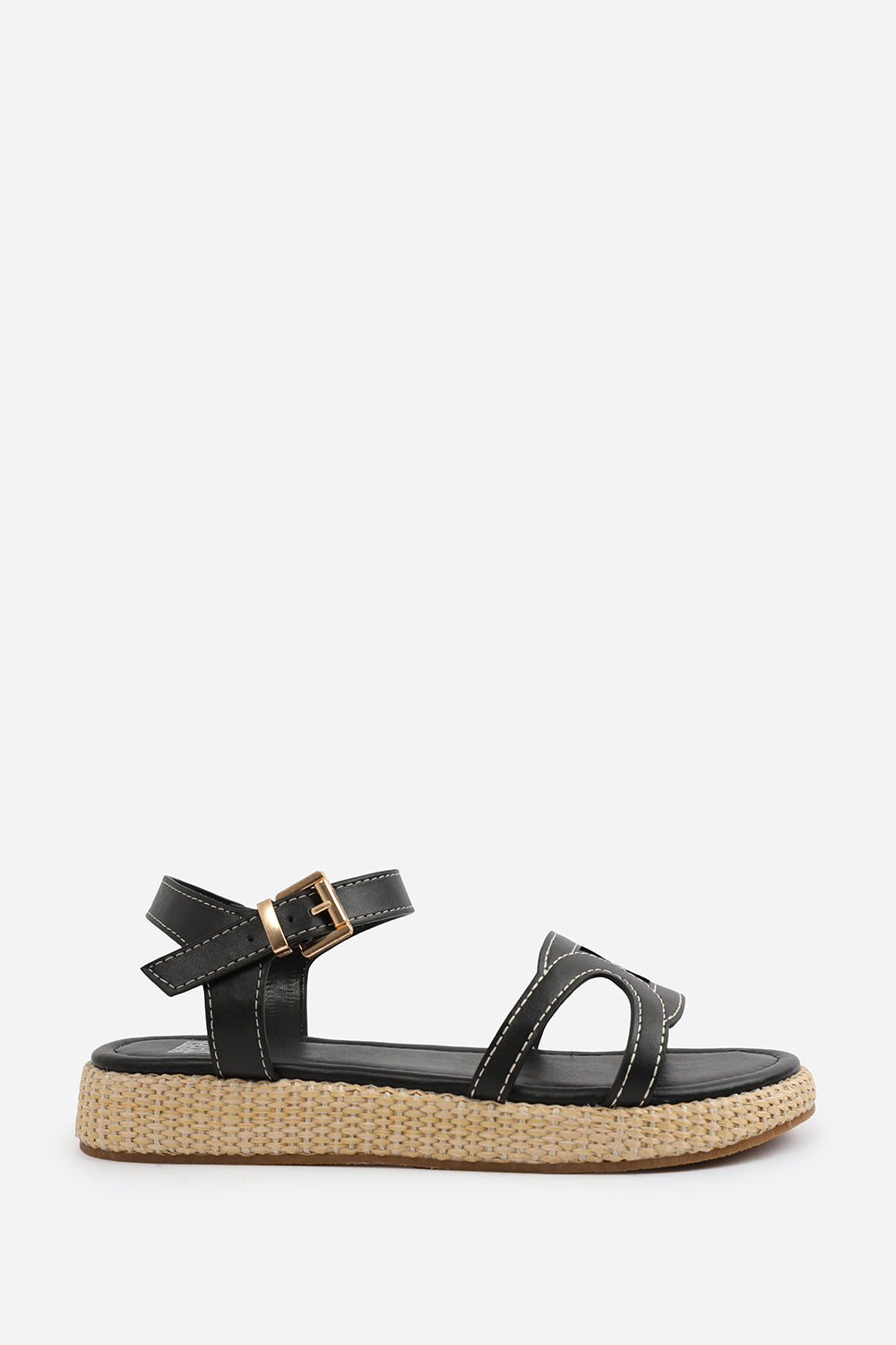 Black 'Julia' Flatform Sandal With Stylish Cut, Image 2 of 5