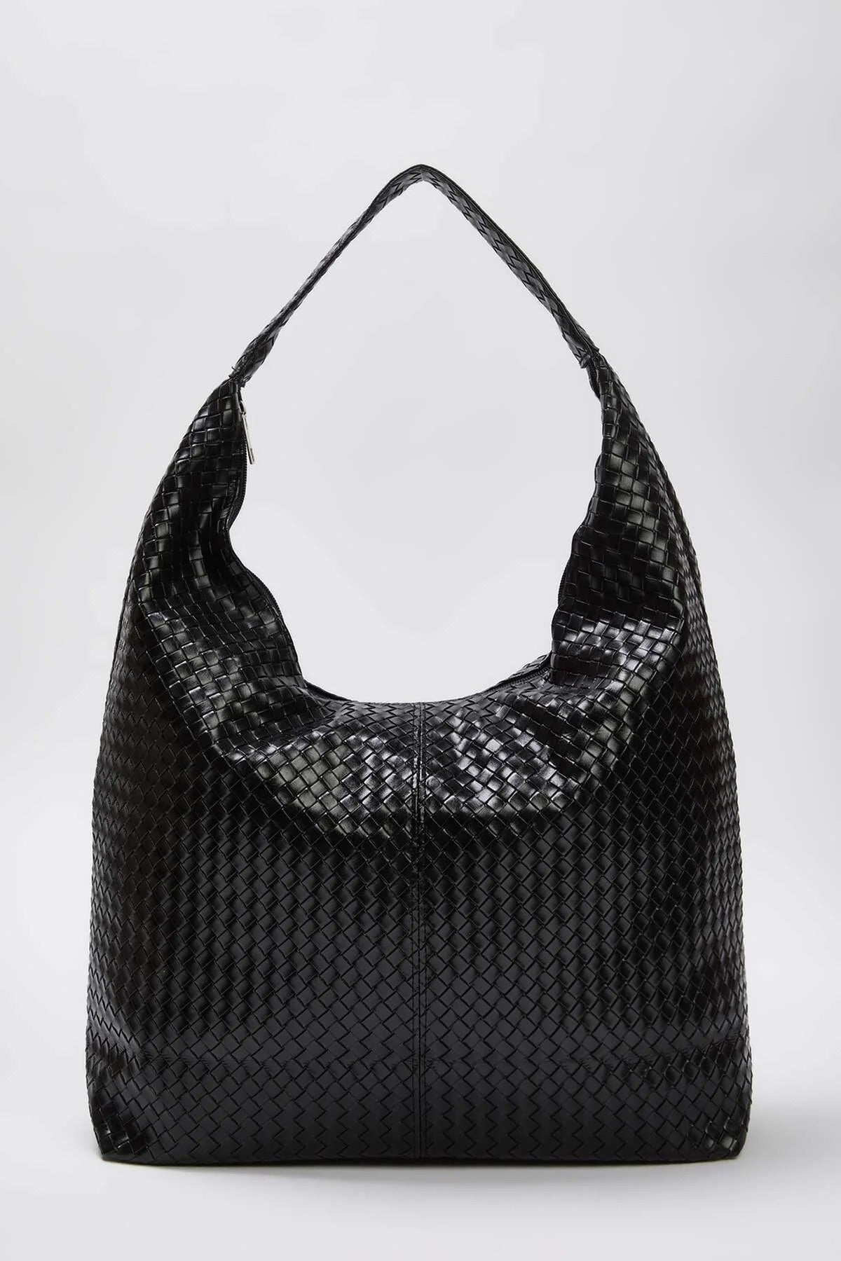 Black Woven Texture Oversized Tote Shoulder Bag, Image 1 of 4