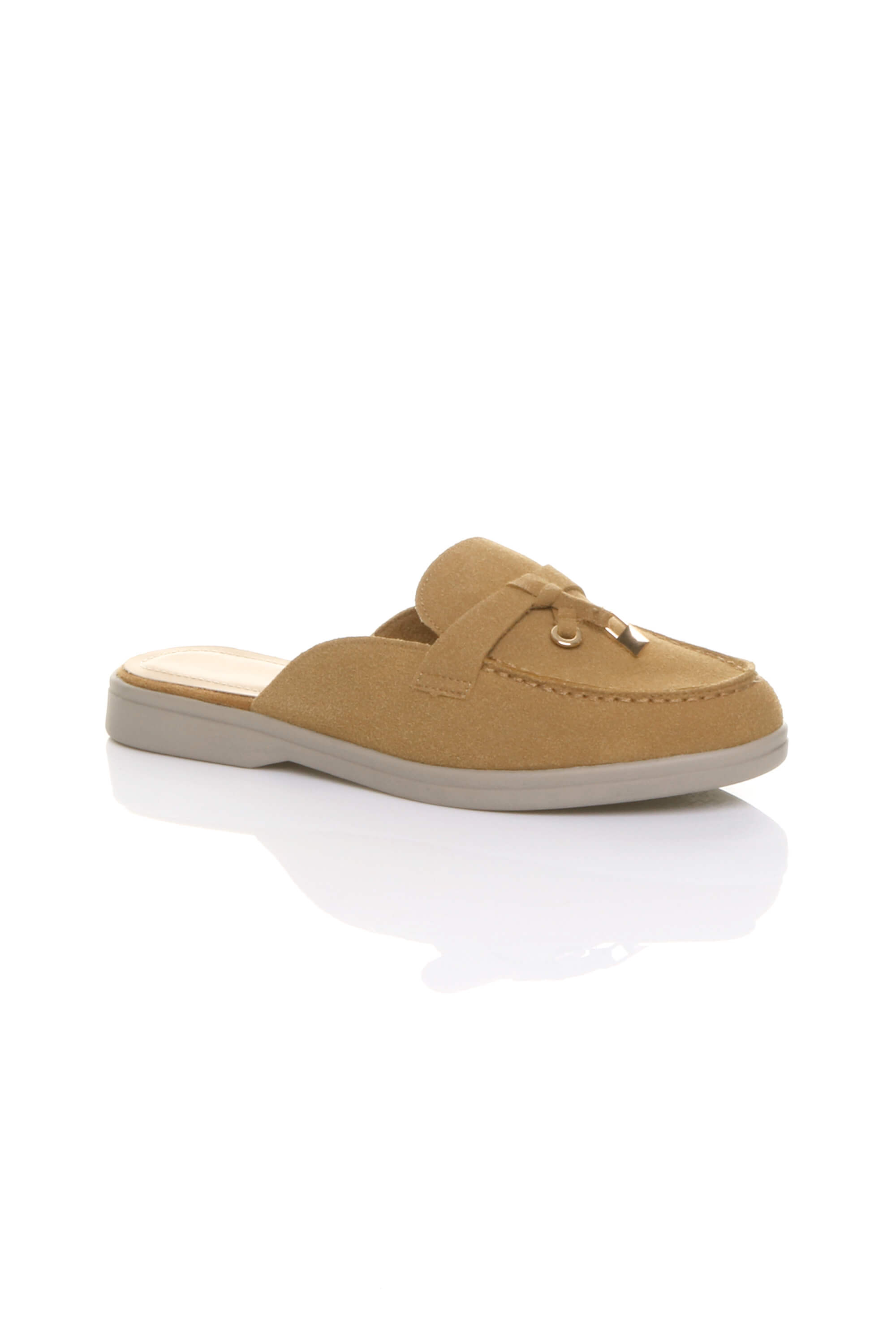 Camel AJVANI Camel Flat Slip On Open Back Loafers Mules, Image 1 of 4