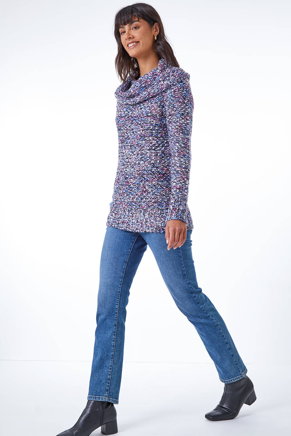 Purple Cowl Neck Tape Yarn Jumper, Image 3 of 5