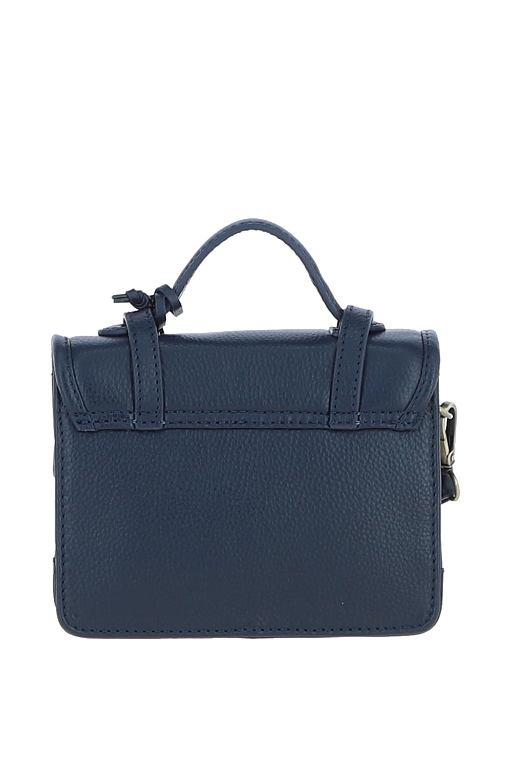 Navy Stylish Real Leather Small Satchel Bag, Image 3 of 4