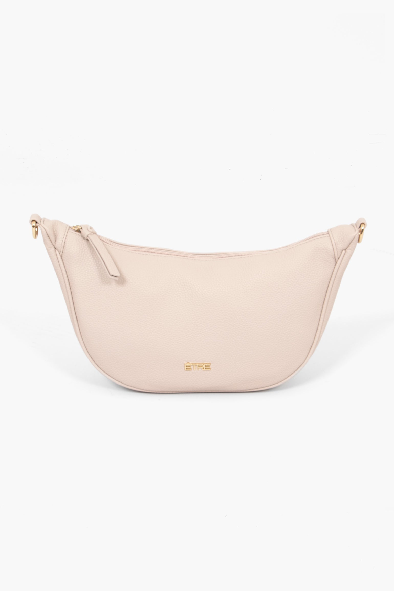 Pink Faux Leather Half Moon Crossbody Bag