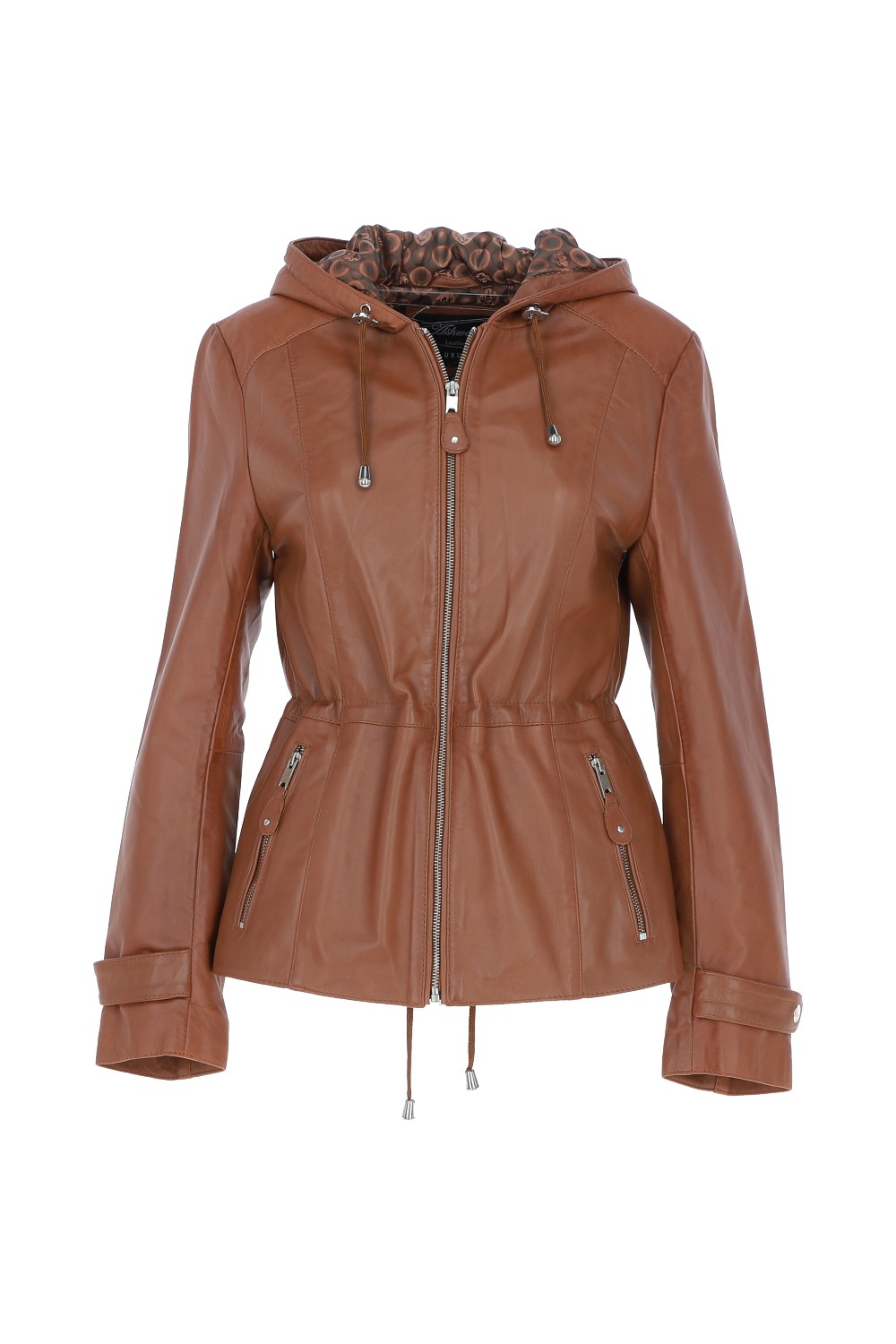 Tan Ashwood Leather Tan 'Anne' Leather Jacket with Adjustable Waist String, Image 2 of 5