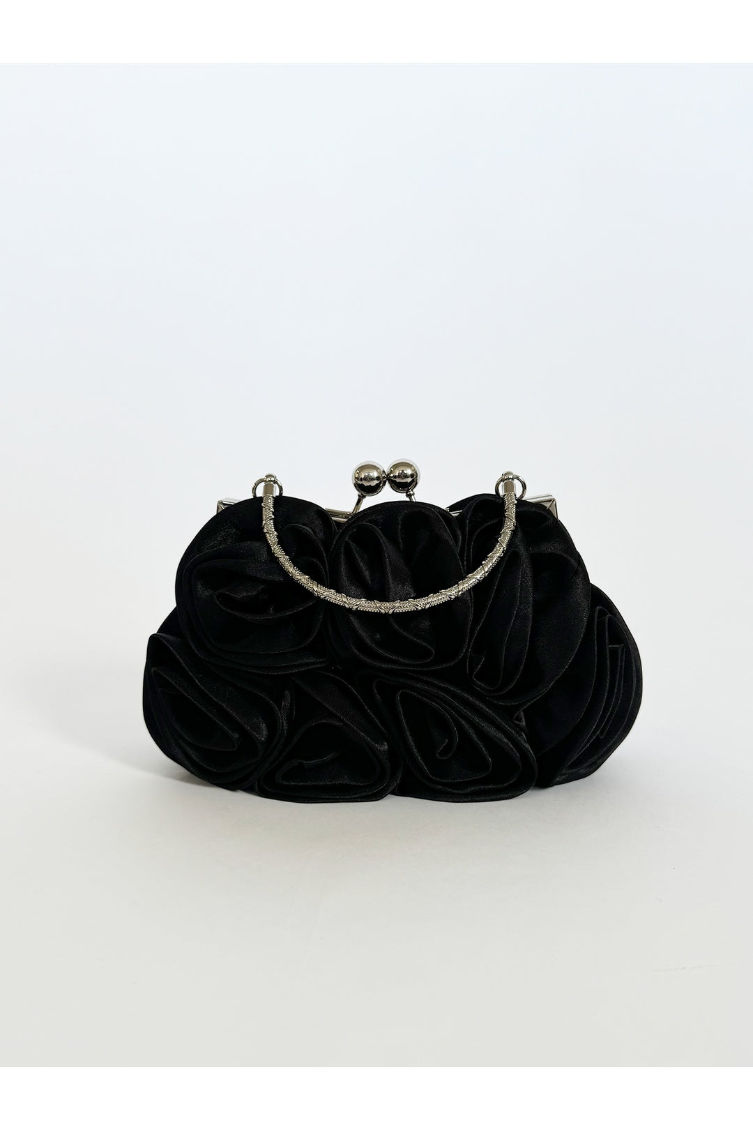 Black Rose Satin Clutch Bag