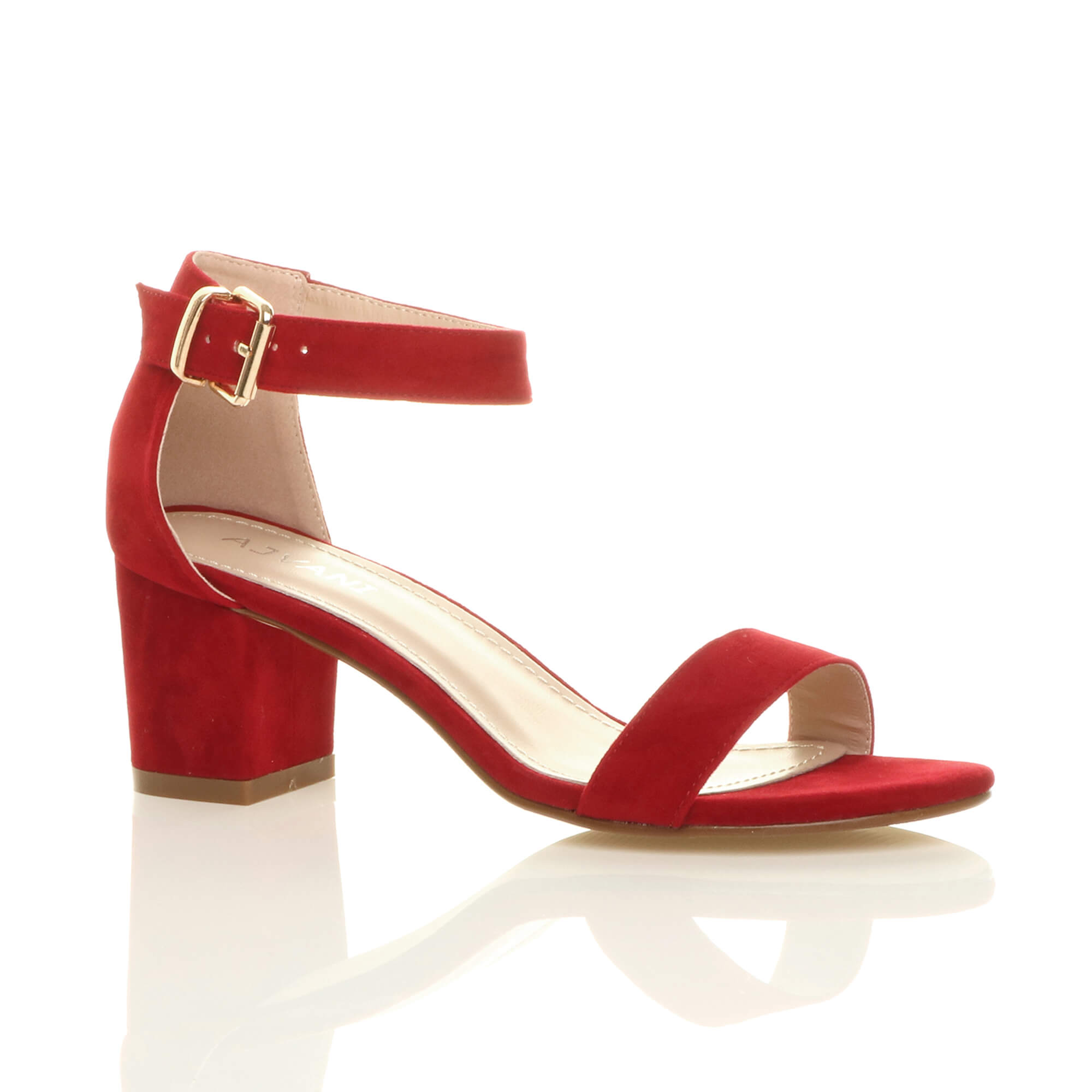 Purple Mid Block Heel Ankle Strap Sandals