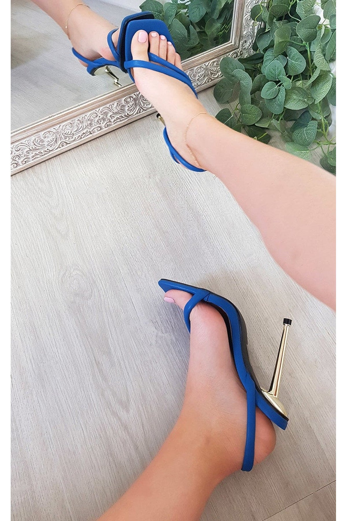 Blue iKrush Blue Lucinda Faux Leather Strappy High Heels, Image 1 of 3