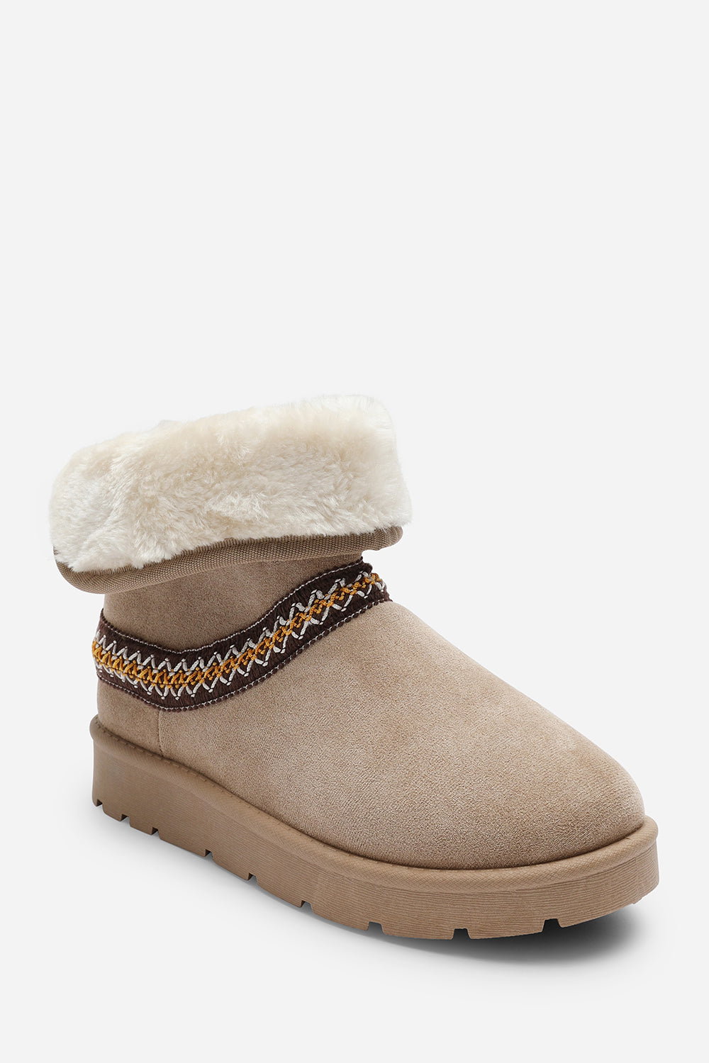Camel 'Flora' Flat Slippers Embroidered Trim Detail, Image 4 of 8