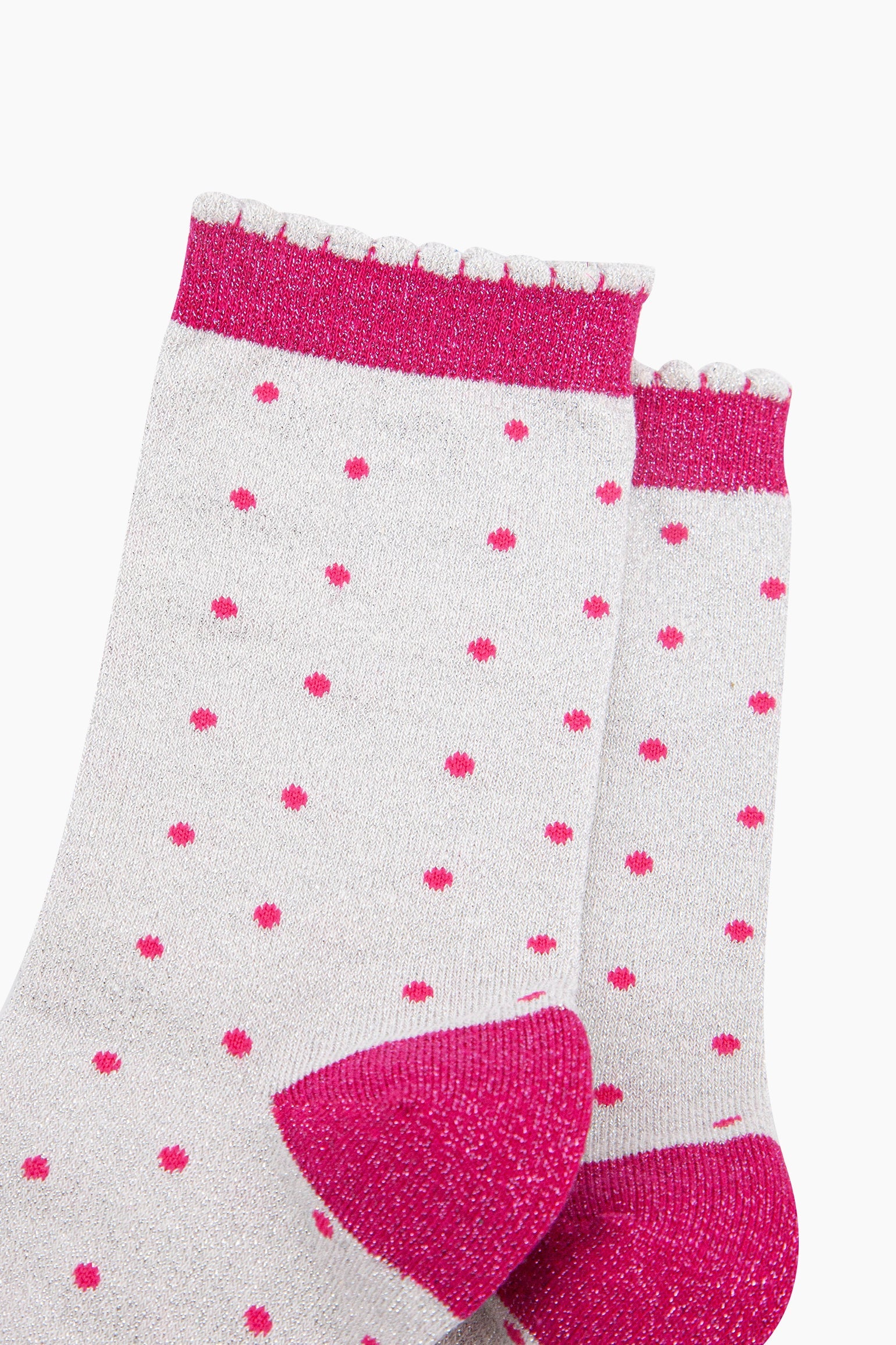 Off White Sock Talk Off White Polka Dots Combed Cotton Glitter Socks, Image 2 of 4