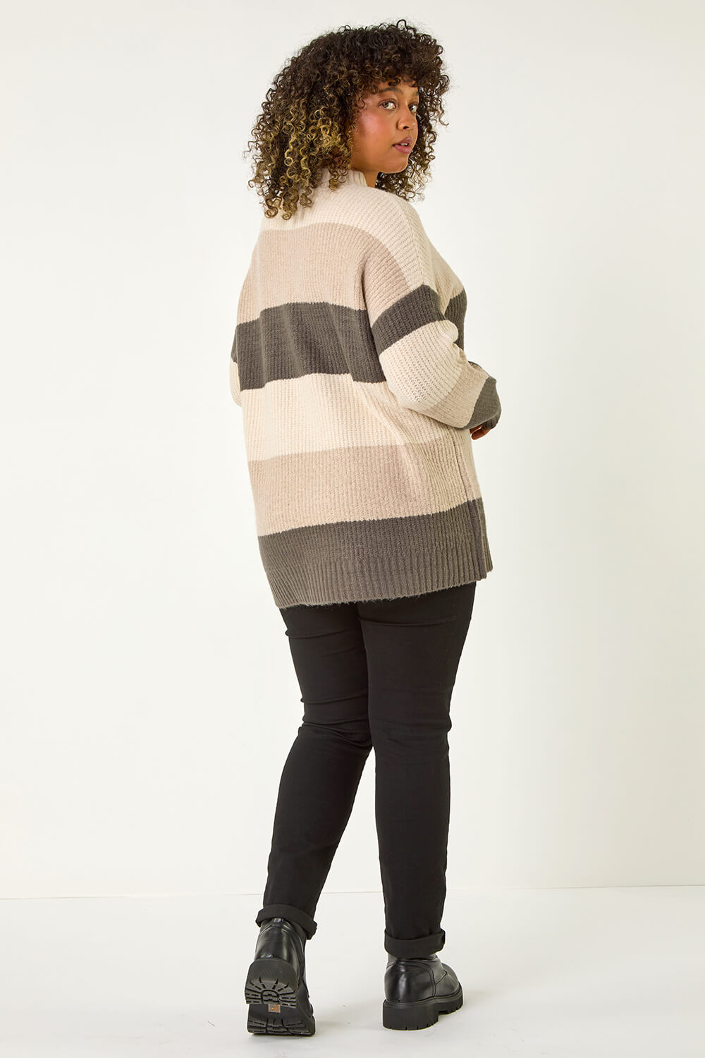 Natural  Curve Colour Block Stripe Knit Jumper, Image 4 of 7