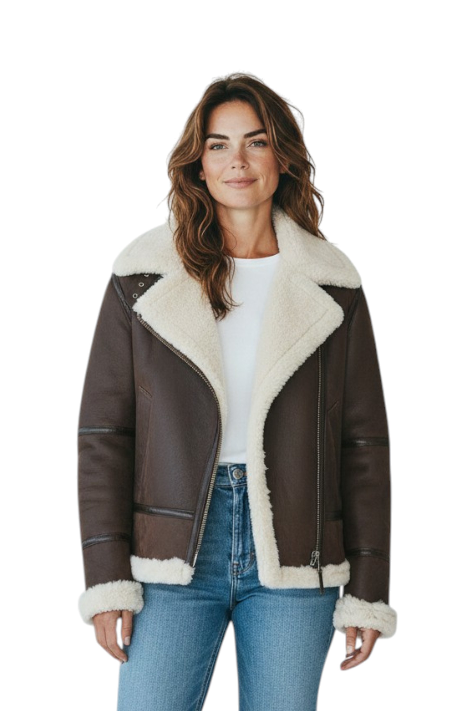 Brown Hooded Sheepskin Flying Leather Jacket, Image 1 of 8
