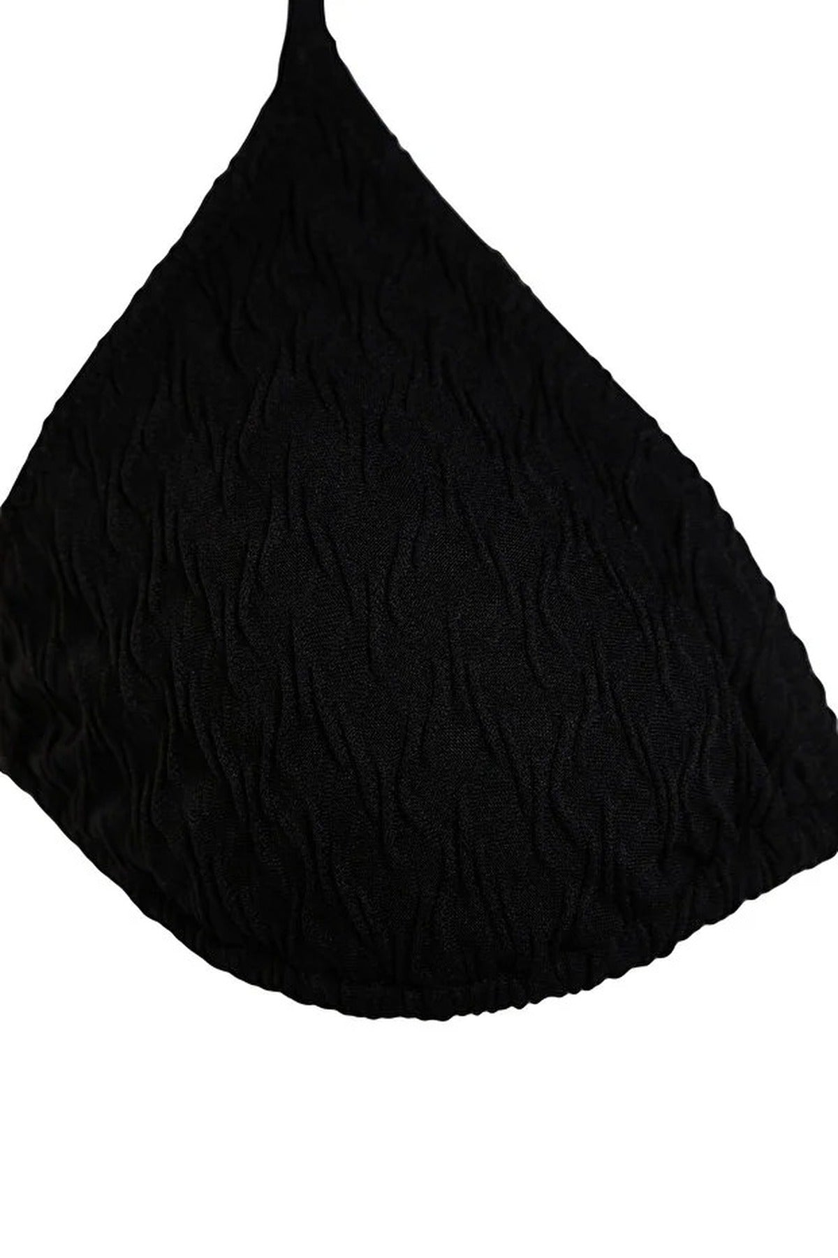 Black Triangle Textured Halterneck Bikini Top, Image 3 of 4