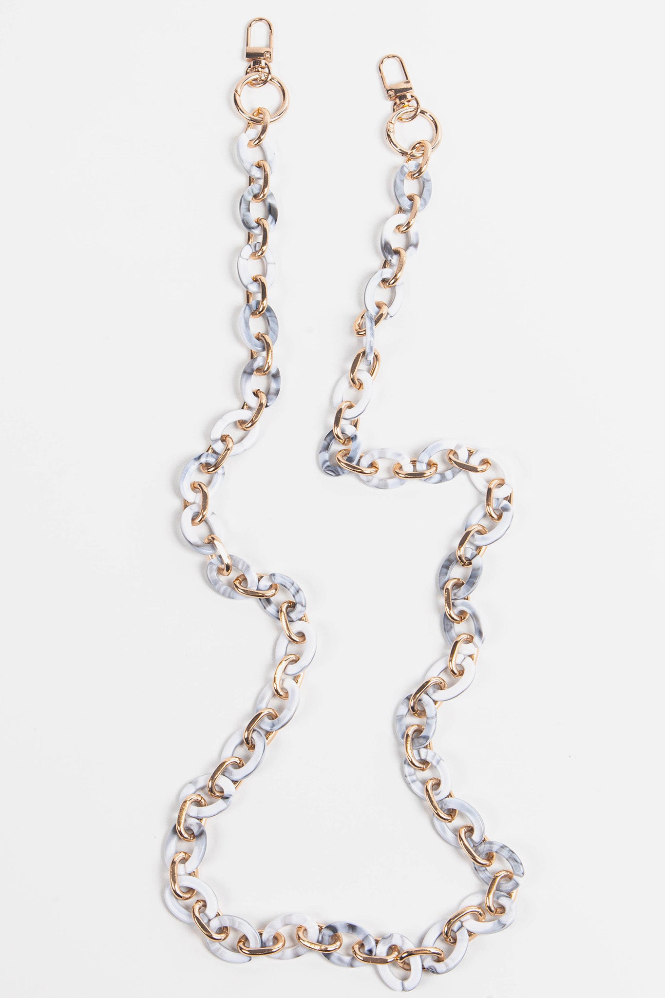 White Sarta White Marbled Oval Link Acrylic Bag Strap, Image 3 of 3