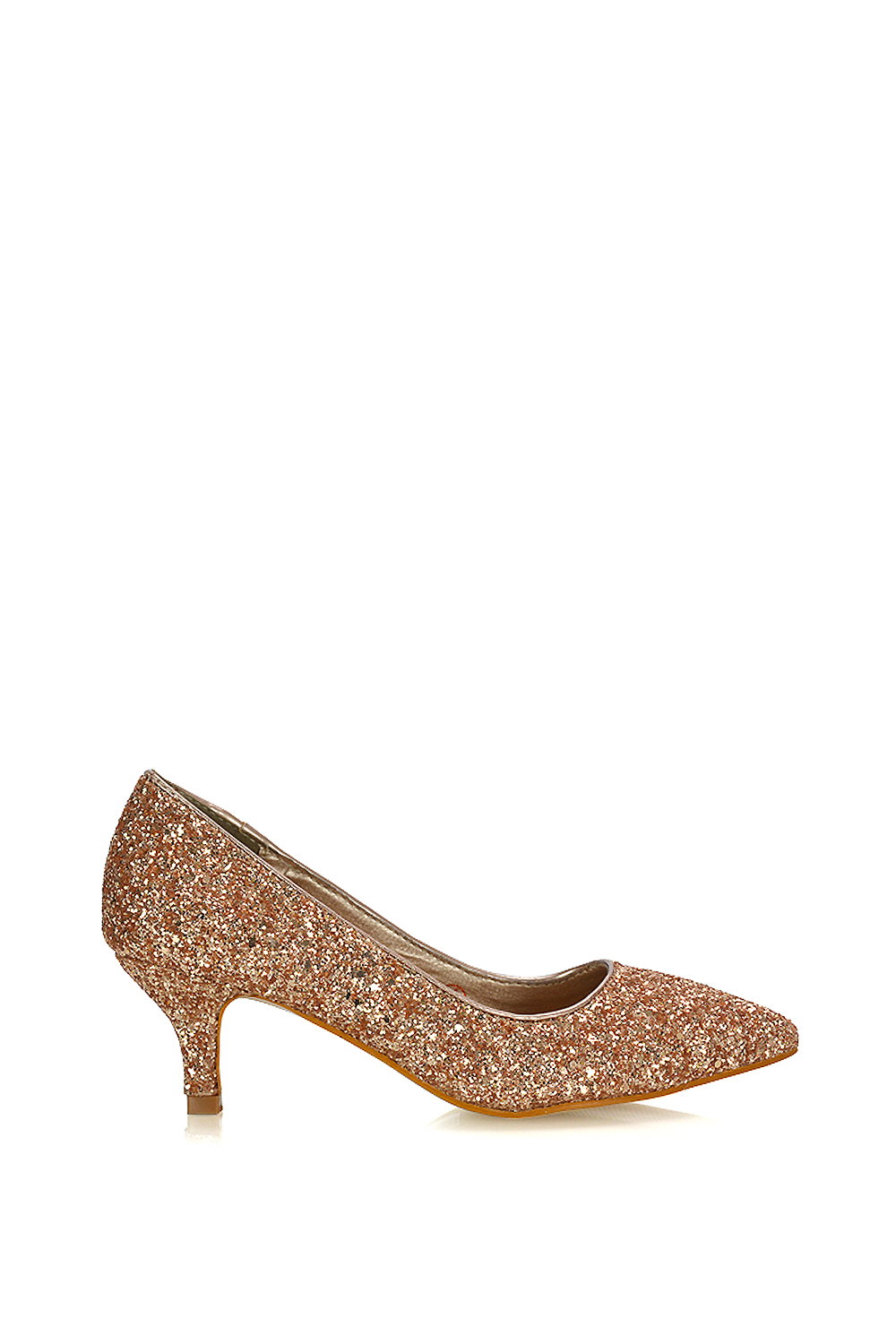 Black 'Gwyneth' Pointed Toe Mid Stiletto Kitten Heel Court Shoes