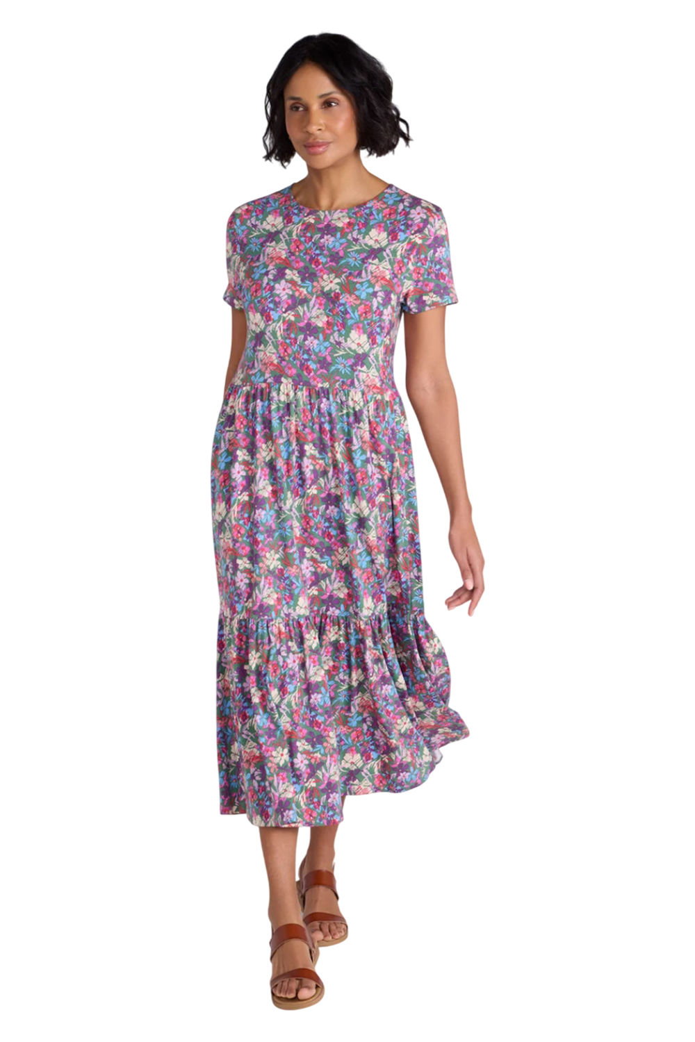 Multi Sardinia Floral UV Tiered Dress, Image 1 of 3