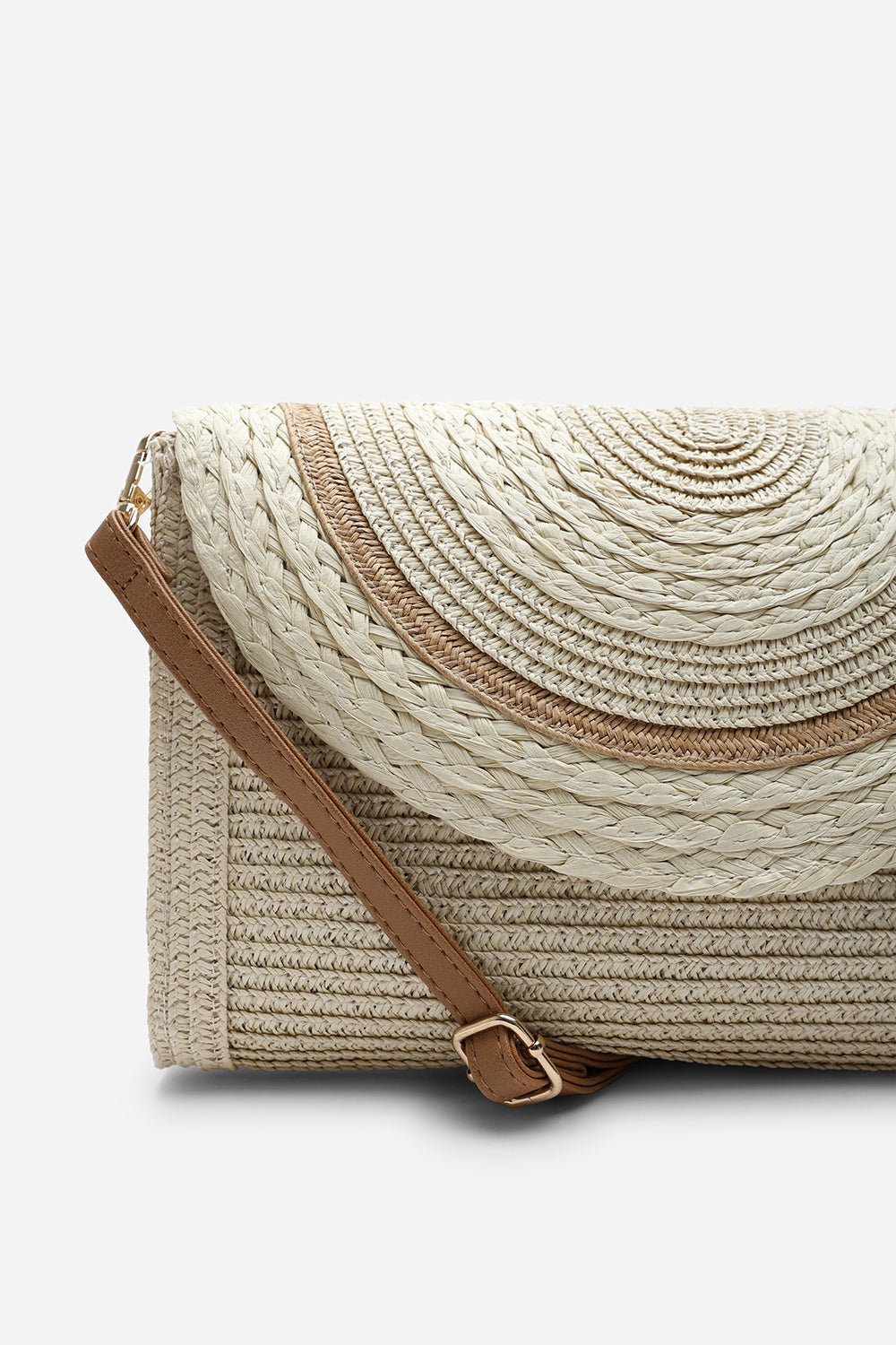 Natural Alto Raffia Fold Over Clutch Bag, Image 5 of 6